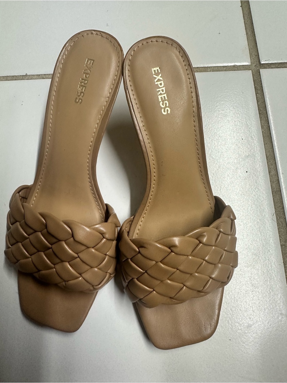 Express Women's Braided Slide Mules in Tan
